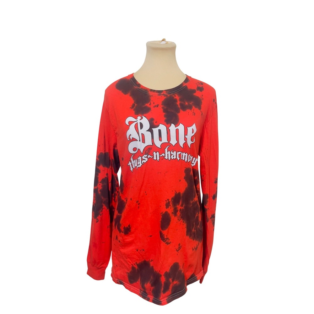 Bone Thugs-n-Harmony Mens Long Sleeve Tie Dye Graphic Shirt Size M Red Black